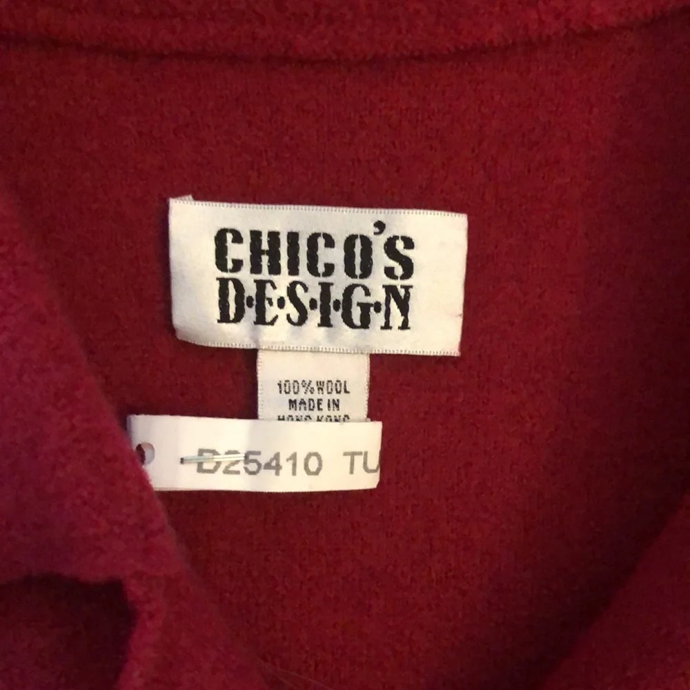 Chico’s Boiled Wool Cardigan Raspberry - Picture 2 of 8